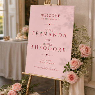 Elegant blush pink wedding welcome sign