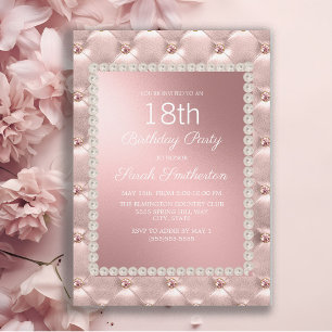 Elegant Blush Pink White 18th Birthday Party Invitation