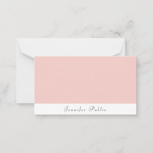 Elegant Blush Pink White Calligraphy Modern Trendy Note Card