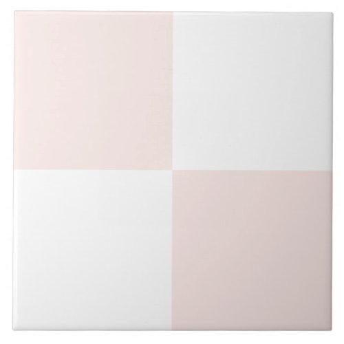 Elegant Blush Pink White Checkered Ceramic Tile