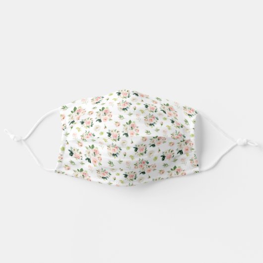 Elegant Blush Pink White Floral Beautiful Pattern Adult Cloth Face Mask (Front, Unfolded)