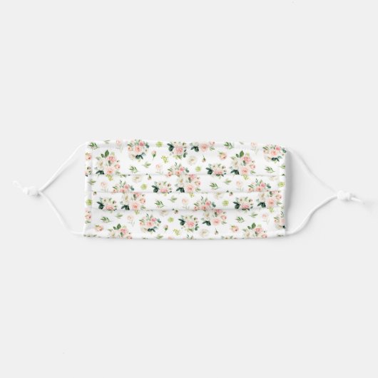 Elegant Blush Pink White Floral Beautiful Pattern Adult Cloth Face Mask (Front, Folded)