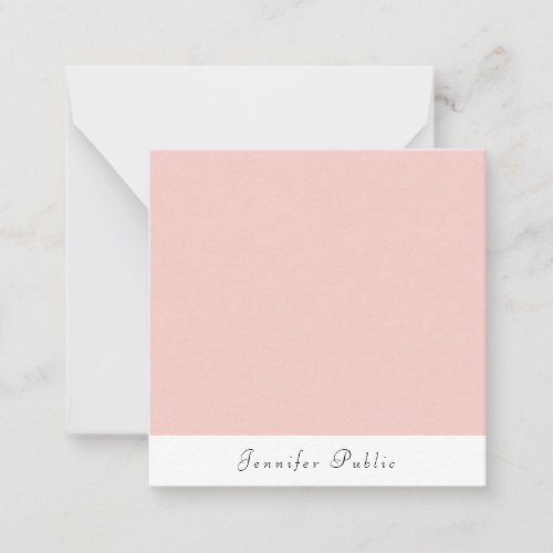 Elegant Blush Pink White Handwritten Modern Note Card