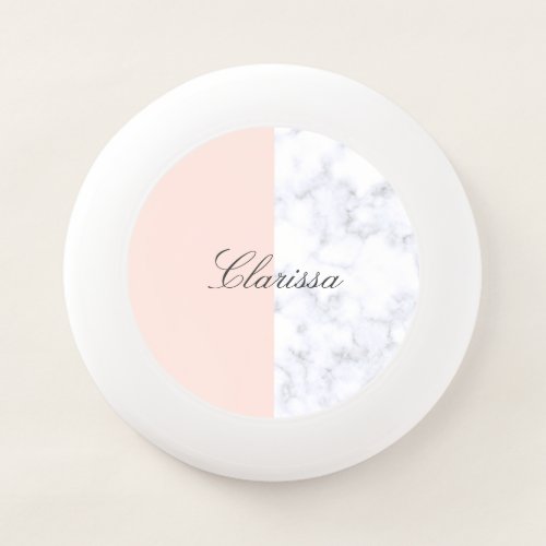 Elegant blush pink  white marble color block Wham_O frisbee