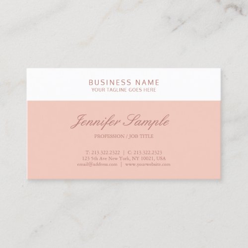 Elegant Blush Pink White Modern Simple Template Business Card