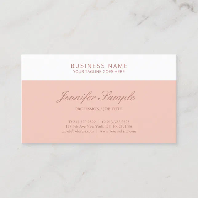 Elegant Blush Pink White Modern Simple Template Business Card | Zazzle