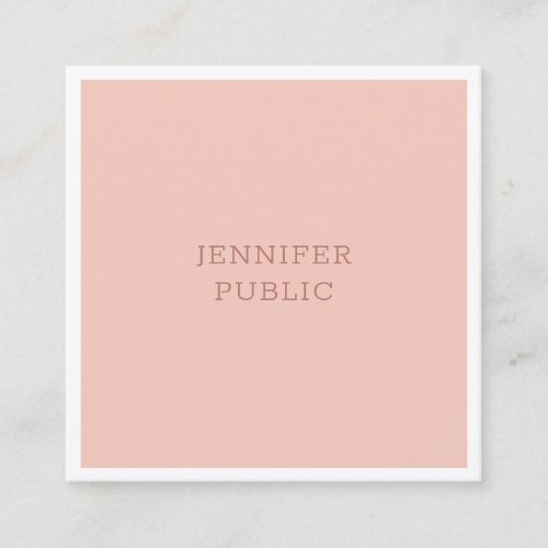 Elegant Blush Pink White Modern Simple Template Square Business Card