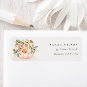 Elegant Blush Pink White Pumpkin Floral Address Label