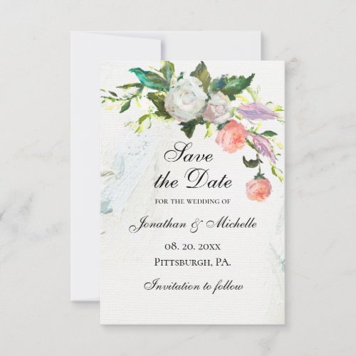 Elegant Blush Pink White Roses Bible Verse Wedding Save The Date