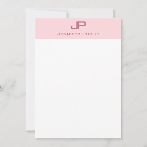 Elegant Blush Pink White Simple Template Monogram