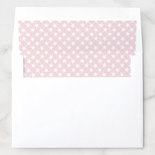 Elegant Blush Pink White Stars Chic Plain Modern Envelope Liner