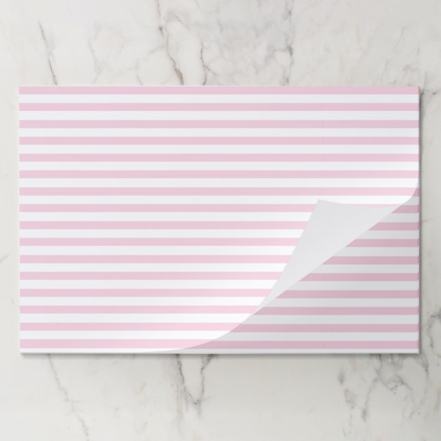 Elegant Blush Pink & White Striped Paper Placemat (Folded)
