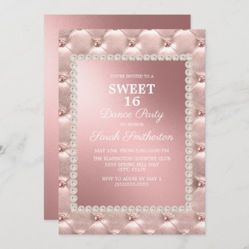 Elegant Blush Pink White Sweet 16 Dance Party Invitation