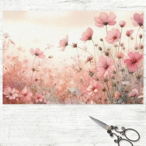 Elegant Blush Pink Wildflower Decoupage Tissue Paper