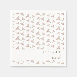 Elegant Blush Pink Wildflower Minimalist Wedding Napkins