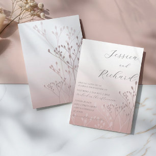 Elegant Blush Pink Wildflower Wedding Invitation