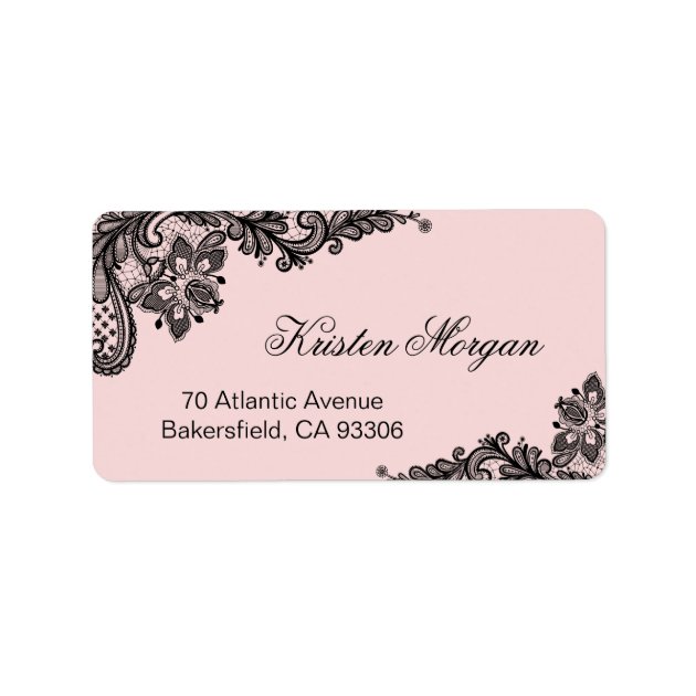 Elegant Blush Pink With Black Lace Unique Label