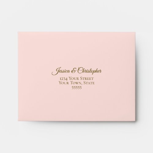 Elegant Blush Pink with Gold Lace Wedding RSVP Envelope