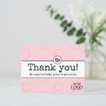 Elegant Blush Pink With Heart Business Thank You Postcard