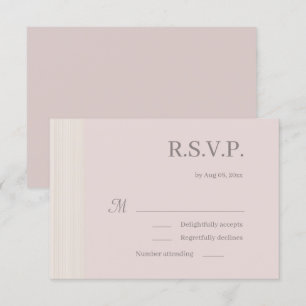 Elegant Blush Pink Wood Grain Stripes Wedding RSVP Invitation