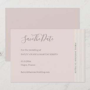 Elegant Blush Pink WoodGrain Save The Date Wedding Invitation