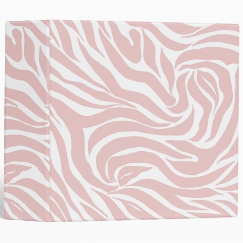 Elegant Blush Pink Zebra White Animal Print 3 Ring Binder