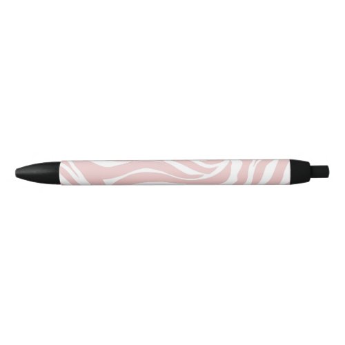 Elegant Blush Pink Zebra White Animal Print Black Ink Pen