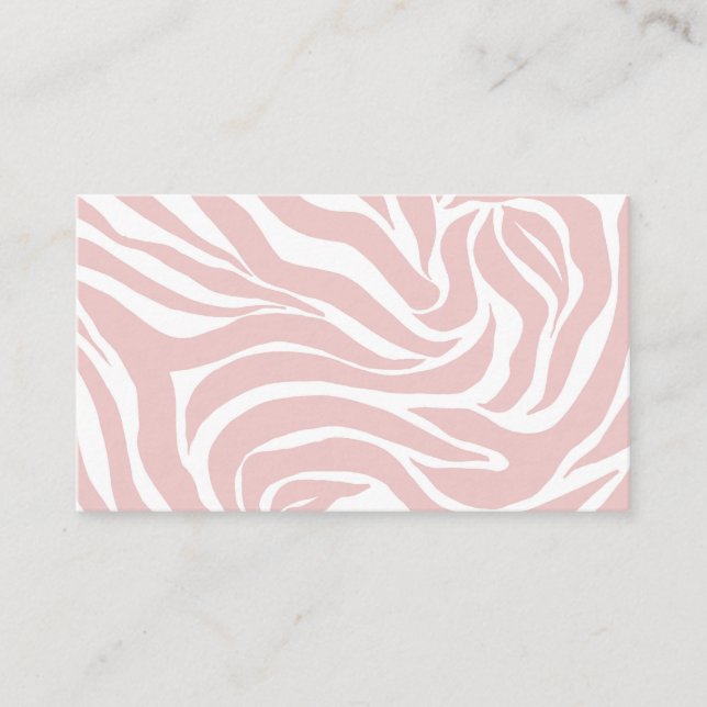 Elegant Blush Pink Zebra White Animal Print Business Card (Front)