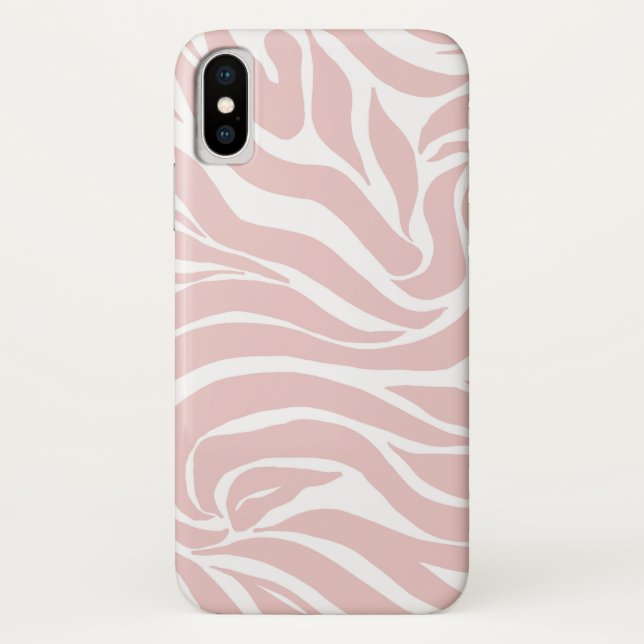 Elegant Blush Pink Zebra White Animal Print Case-Mate iPhone Case (Back)