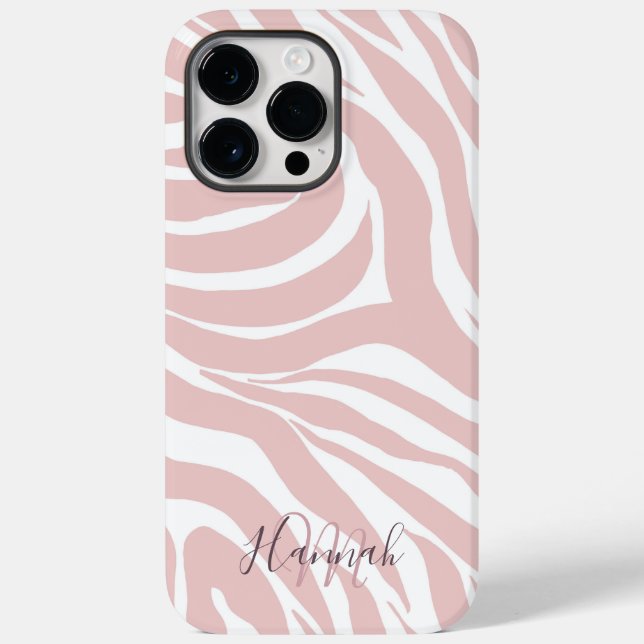 Elegant Blush Pink Zebra White Animal Print Case-Mate iPhone Case (Back)