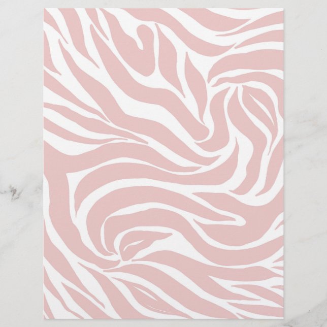 Elegant Blush Pink Zebra White Animal Print Letterhead (Front)