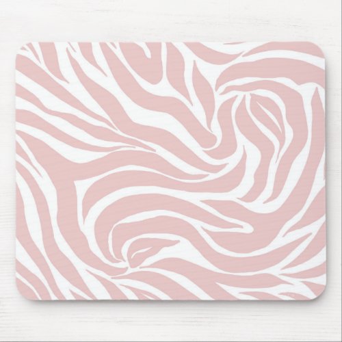 Elegant Blush Pink Zebra White Animal Print Mouse Pad