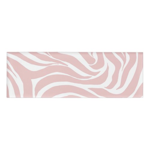 Elegant Blush Pink Zebra White Animal Print Name Tag