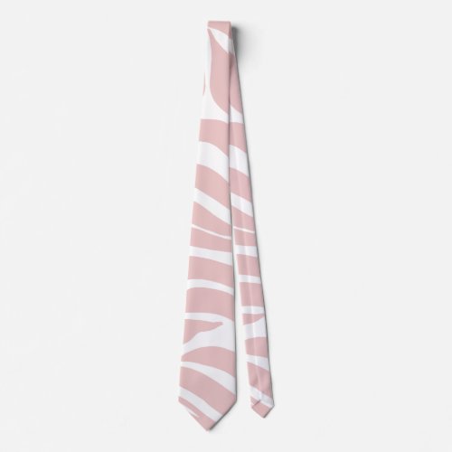 Elegant Blush Pink Zebra White Animal Print Neck Tie