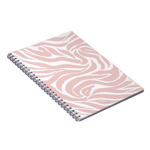 Elegant Blush Pink Zebra White Animal Print Notebook