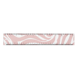 Elegant Blush Pink Zebra White Animal Print Ruler