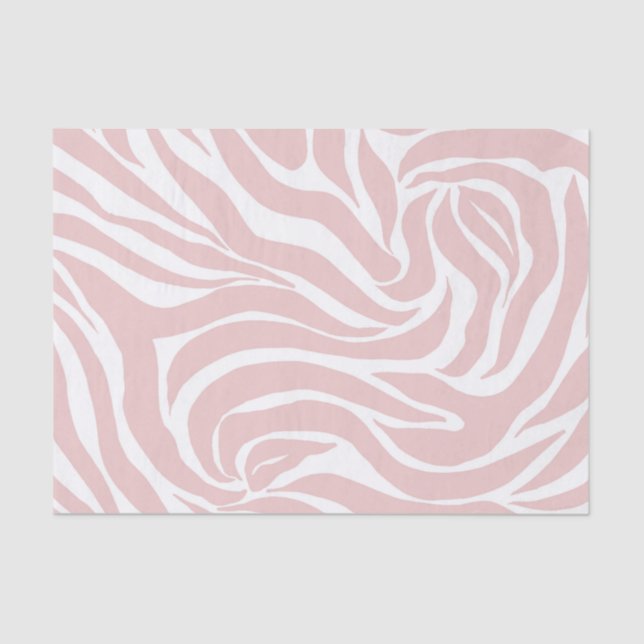 Elegant Blush Pink Zebra White Animal Print Tissue Paper (Front)