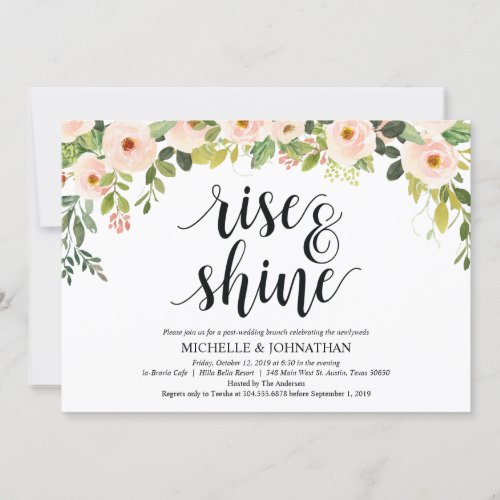 Elegant Blush Post Wedding Brunch Invitation Card