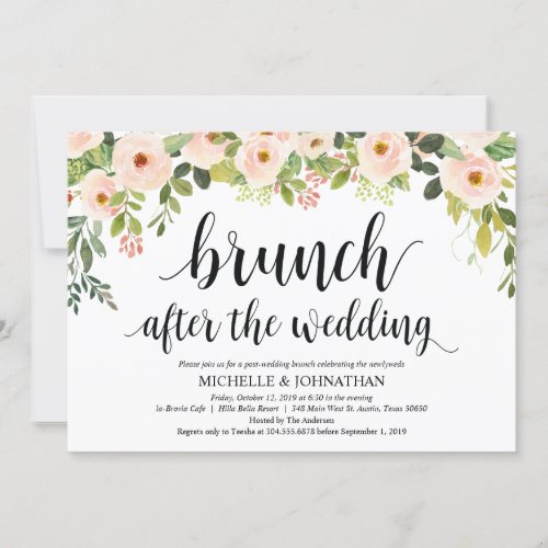 Elegant Blush Post Wedding Brunch Invitation Card