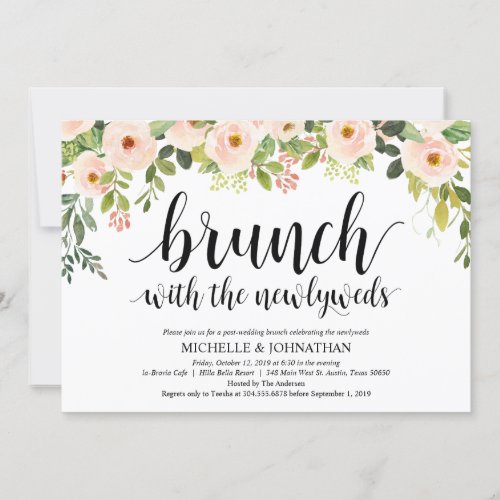 Elegant Blush Post Wedding Brunch Invitation Card