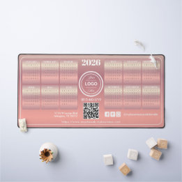 Elegant Blush Promotional Business 2026 Calendar Desk Mat