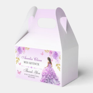 Elegant Blush Purple Floral Quinceañera Birthday  Favor Boxes