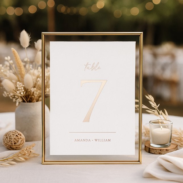 Elegant Blush Real Foil Table Number Card (Creator Uploaded)