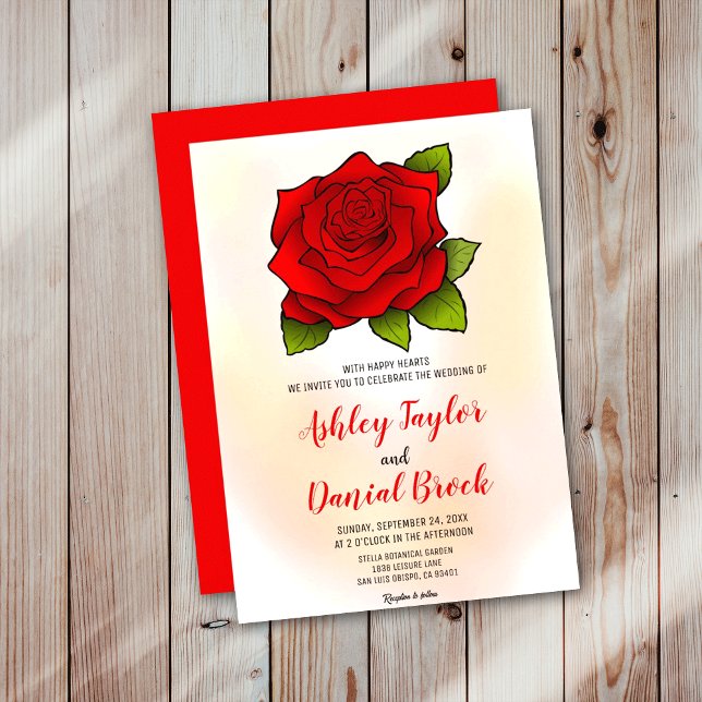 Elegant Blush Romantic Red Flower Floral Wedding Invitation (Creator Uploaded)