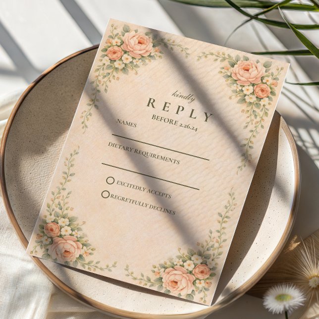 Elegant Blush Rose Arch Wedding RSVP Card (Creator Uploaded)