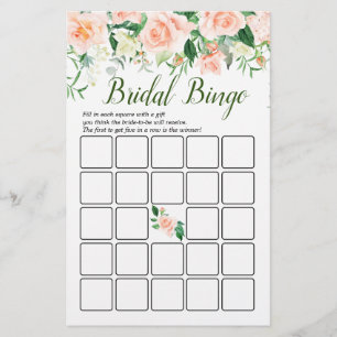 Elegant Blush Rose Double-Sided Bridal Shower Game