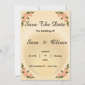 Elegant Blush Rose Floral Save The Date