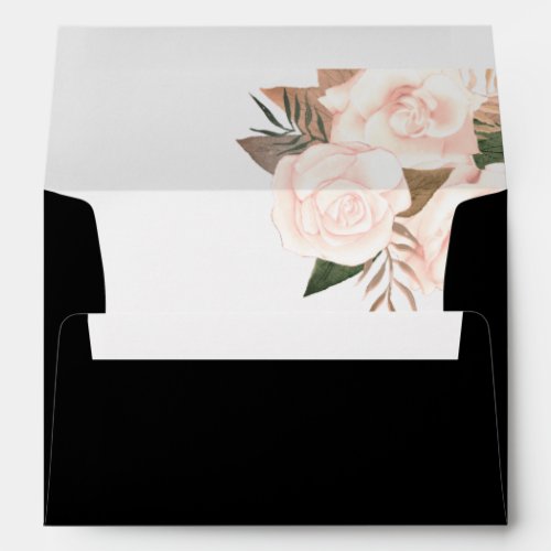 Elegant Blush Rose Floral Wedding Envelope