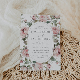 Elegant Blush Rose Floral Wedding Invitation
