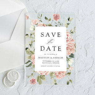 Elegant Blush Rose Garden Wedding Save the Date